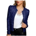 thumbnail image 3 of QIPOPIQ Veste à Paillettes pour Femmes avec Poches Décontractée à Manches Longues Fermeture Éclair devant Bomber de Fête Blazer P-2TG Liquidation, 3 of 8