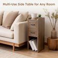 thumbnail image 4 of BERRY NEST Narrow Nightstand Set of 2, Modern Walnut Bedside Table with Drawers & Open Shelf, Modern End Table for Bedroom Small Spaces, Apartments, Renters, 4 of 8