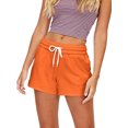 thumbnail image 2 of Wangsaura Women Loose Style Sports Shorts, Solid Color Elastic Waist Sweatpants, 2 of 3