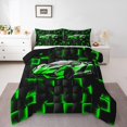 thumbnail image 2 of Erosebridal Neon Car Bedding King Comforter Set for Boys, Racing Car Down Comforter, Sports Decor, Reversible 3-Piece, 2 of 7