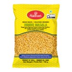 Haldiram Nimboo Masala 150 gram is a tangy, spicy, and crunchy Indian snack featuring zesty lemon-flavored potato and gram flour sticks.