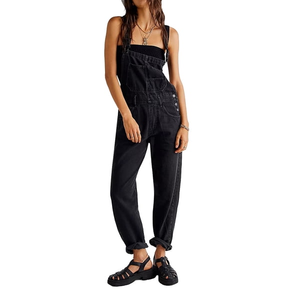Womens Overalls Denim Bib Overalls Leg Adjustable Strap Jean Pants Jumpsuits with Pockets Trendy