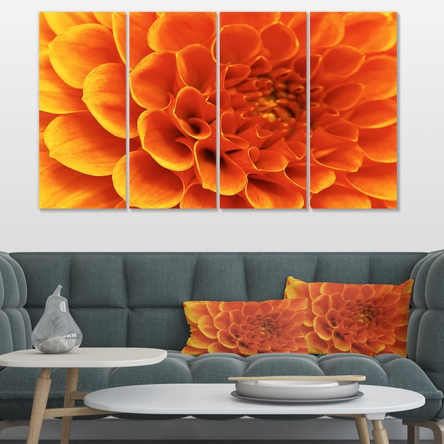 Large Orange Flower and Petals - Floral Canvas Art Print