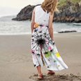 thumbnail image 4 of TJAZFJPA Robe de Plage pour Invitée de Mariage Mode Femme Col Rond Décontractée Imprimé Pissenlit 3D Sans Poignets Poche Longue Robe Débardeur Robe Décontractée Robe Moulante Robes d'Hiver Formelles, 4 of 6