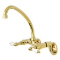 thumbnail image 1 of Kingston Brass KS514PB 6 in. Adjustable Center Wall Mount Kitchen Faucet, Polished Brass, 1 of 1
