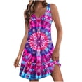 thumbnail image 1 of Pisexur Robes d'Été pour Femmes Boho Robe de Plage Florale Col en V Sans Manches Mini Robes Décontractées Fluides Robe Débardeur pour Vacances à la Plage avec Poches, 1 of 6