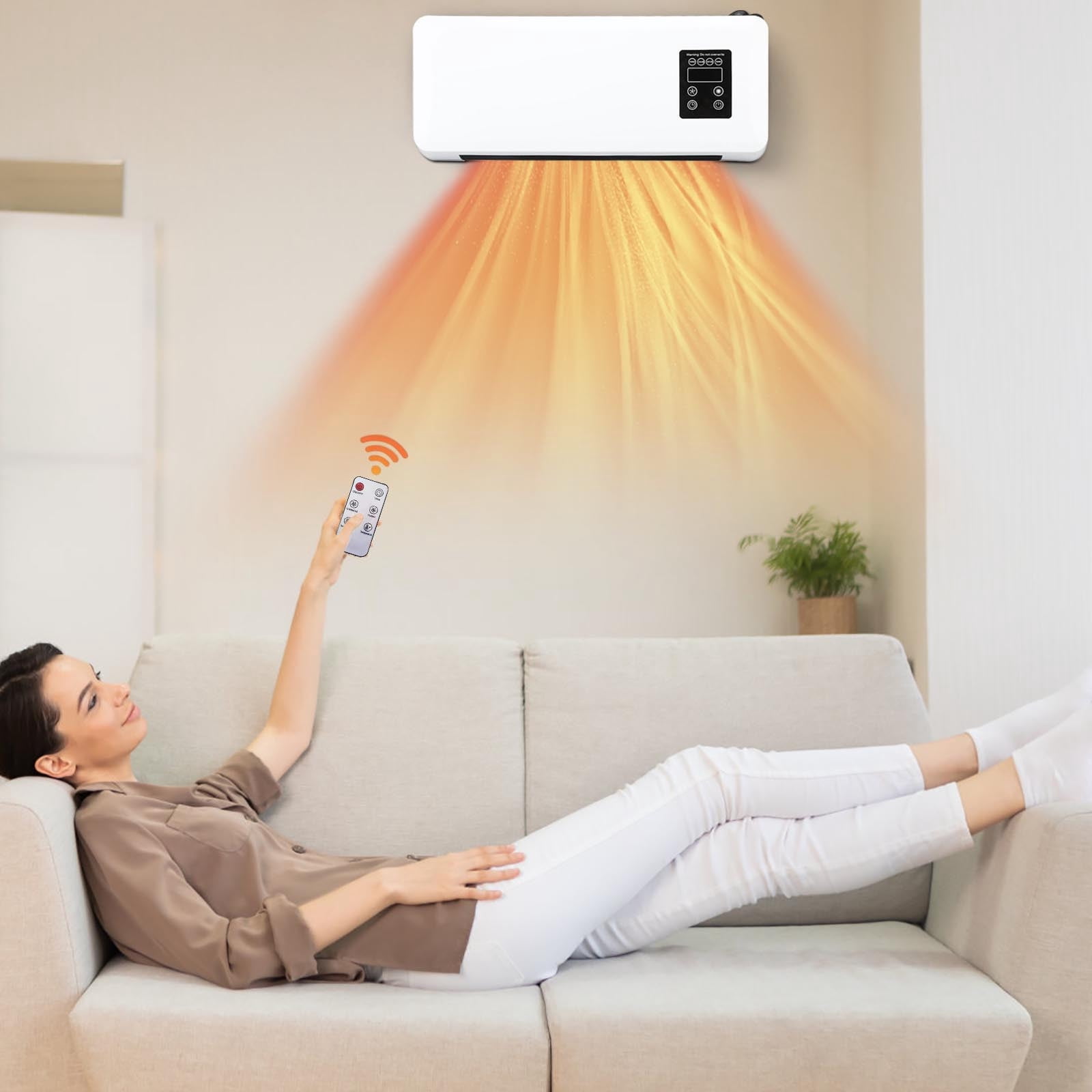 Heater for Bedroom,Smart Wall Heater Electric Space Heater for Bedroom 1500W Remote Control Wall Mount Heater for Indoor Space Heater Fast Heating and Machine Towel Dry