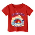 thumbnail image 3 of Zhuashum T-Shirts Fille Manches Courtes Haut Lettrage Graphique Coupe Ample Col Rond T-Shirt pour Enfants Adorable Ado Vêtements de Printemps Rouge 10-11 Ans, 3 of 3