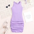 thumbnail image 3 of Qudderr Robes Sans Manches pour Filles, Robe d'Été Unie et Ajustée, Décontractée, pour 8-12 Ans, 3 of 9