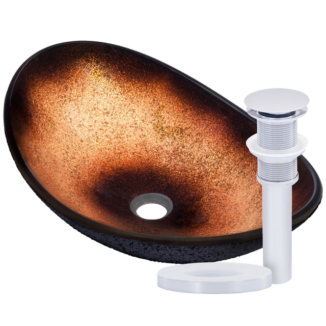 Novatto NOHP-G008-8031CH Rena Glass Vessel Bath Sink Drain Set, Chrome