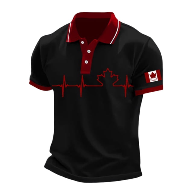 Adult Work Polo Shirts for Men Short Sleeve Button Tee Shirt Slim Fit Black Outfits for Men