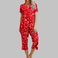thumbnail image 2 of Ensemble de Pyjama pour Femmes Shorts Femmes Imprimé Col Rond Manches Courtes Chemise de Nuit et Ensembles Pantalon Tenue d'Intérieur Pyjamas avec Poches Hauts à Manches Courtes pour Femmes Ensemble de Pyjama pour Femmes Été, 2 of 8