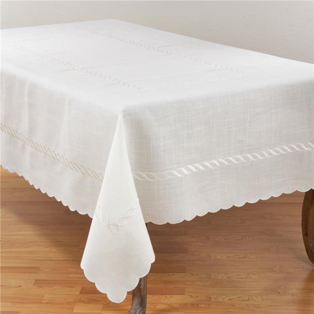 SARO 1064.W6788B 67 x 88 Po Nappe Tressée Brodée Design - Blanc