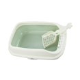 thumbnail image 1 of Cat Litter Box Open Top Kitty Litter Box Tray Semi Enclosed Cat Sand Basin with green L, 1 of 9