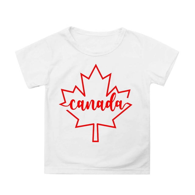 GDREDA Canada T-Shirts Imprimé Drapeau Filles T-Shirt à Manches Courtes Été Col Rond T-Shirt Coupe Décontractée T-Shirts Basiques