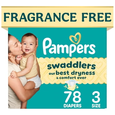 Pampers Swaddlers Diapers, Size 3 (13-26 lbs), 78 Count, Fragrance Free, Hypoallergenic, Absorbent, Pediatrician Recommended, Skin Safe