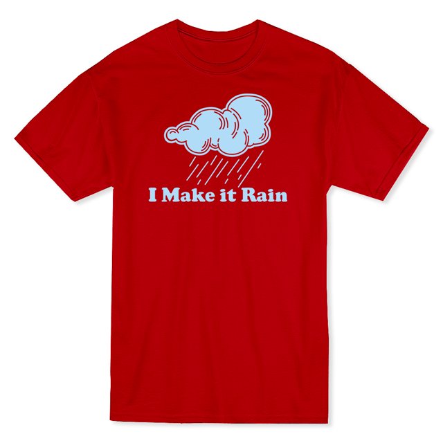 T-shirt Rouge pour Homme avec Graphique de Nuage de Pluie « I Make It Rain » Citation