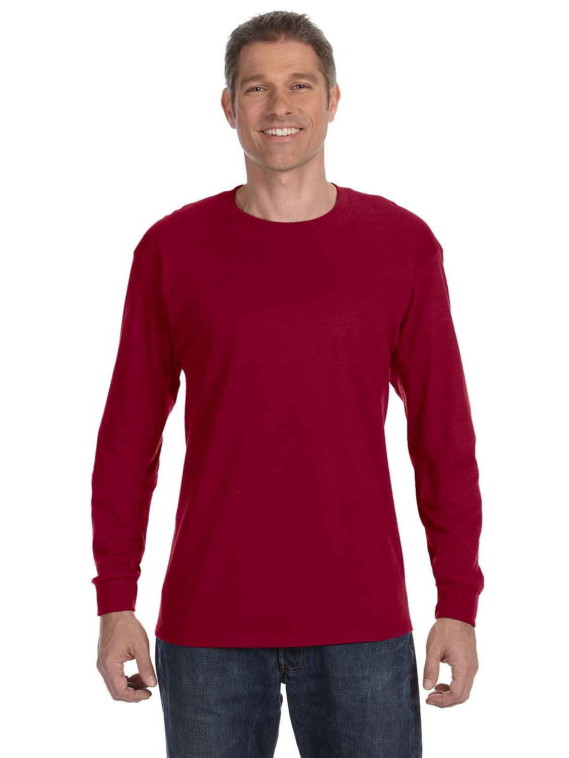Gildan T-Shirt Homme à Manches Longues en Coton Lourd 5.3 oz. Rouge Cardinal Moyen