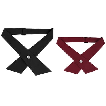 INSPIRE CHIC Nœud Papillon Ajustable Pré-Noué pour Femme, Uniforme Scolaire, Nœuds Papillon Croisés, 2 Pcs, Noir, Rouge, Taille Unique