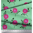 thumbnail image 2 of Soimoi polyester Crepe Fabric Leaves & Pink Flower Floral Printed Fabric 1 Yard 52 Inch Wide, 2 of 3