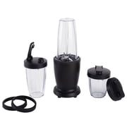 Mainstays 10-Piece Blender Set, Black, 300W, with 3 Jars (10oz, 16oz, 18oz; AS), 2 Drinking Lids, Stainless Steel Blade