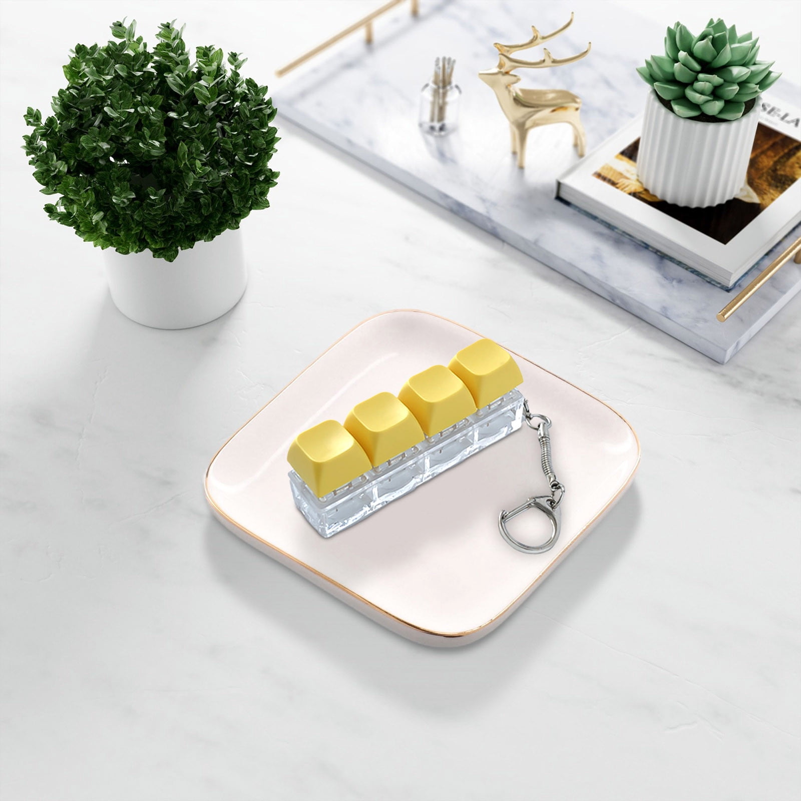 Porte-clés Fidget Clavier Mécanique – Bouton Lumineux RVB Avec Son – Anti-Stress En Bois – Portable