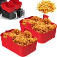 thumbnail image 2 of 2Pcs Air Fryer Silicone Pot with Handle Reusable Air Fryer Liner Heat Resistant Air Fryer Silicone Basket Rectangle Baking Pan Air Fryer Accessories Liners for Double Basket Air Fryer Ove, 2 of 11