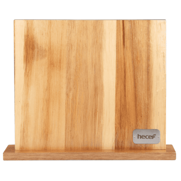 Hecef Bloc Magnétique Puissant pour Couteaux, Support de Couteaux de Cuisine en Bois d'Acacia à Double Aimant Latéral Sans Couteaux