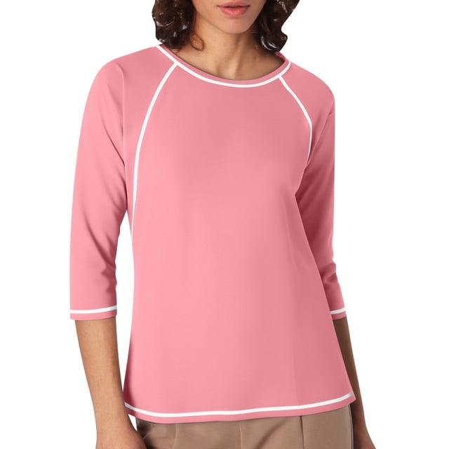JIRNDf Chemises pour Femmes Hauts d'Été Tendance Manches Longues Col Rond Drôle Squelette Imprimé Coupe Ajustée T-Shirt Tunique T-Shirt pour Femmes Blouse Décontractée Rose TTG