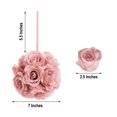thumbnail image 3 of CHOK 2 Pack | 7” Mauve Flower Ball Silk Rose Pomander Kissing Ball, 3 of 11