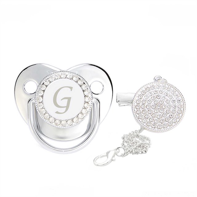 XZNGL Baby Pacifier 26 Letter Name Initial Clip Silicone Infant Nipple Bling Newborn Pacifier
