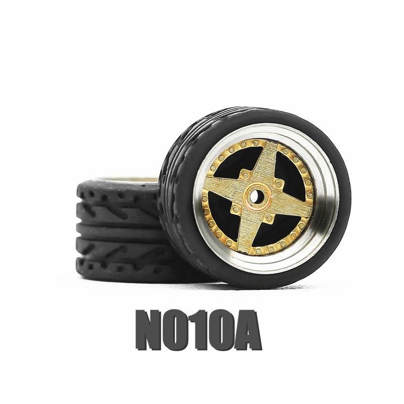 1/64 Hot Wheels Carlomo N-Class 2 Detail-up Sets Wheels With Rubber Tires Assembly Rims for Model Car Tomica 4pcs Set N010A