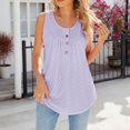 thumbnail image 4 of Timegard Womens Tank Tops Round Neck Button Ruched Eyelet Sleeveless Top Casual Tunic Top for Leggings, 4 of 5