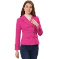 thumbnail image 1 of INSPIRE CHIC Caban à Revers Cranté à Double Boutonnage pour Femme Rose Vif P, 1 of 6