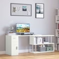 thumbnail image 4 of HOMCOM L-Shaped Rotating Computer Desk Home Office Study Workstation with Storage Shelves, Cabinet and Drawer for Home & Office, White, 4 of 10