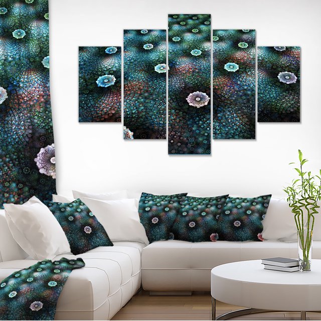 Blue Flowers on Alien Planet - Floral Canvas Art Print