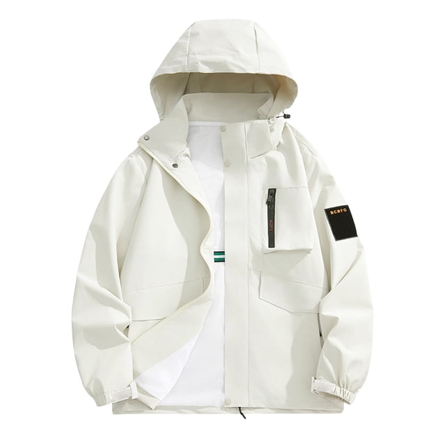PEONAVET Mens Jacket Men's Outdoor Windproof And Waterproof Long Sleeved Hooded Workwear Jacket Jacket