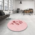 thumbnail image 4 of Ahgly Company Tapis de Zone Rond d'Intérieur Lavable à la Machine, Transitionnel, Pastel Rouge Rose, 3 Pieds Rond, 4 of 7