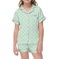thumbnail image 4 of MIASHUI Ensemble de Pyjama 2 Pcs pour Garçons et Filles à Pois, Chemise de Nuit Boutonnée, Vert, 6-7 Ans, 4 of 4