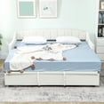 thumbnail image 2 of HOMCOM Upholstered Twin Daybed, Trundle Bed with Armrests, Cream White, 2 of 10