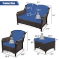 thumbnail image 2 of Patiojoy 5 PCS Patio Rattan Sectional Sofa Set Outdoor Furniture Conversation Set Cushioned Loveseat Sofa Ottoman Navy, 2 of 9