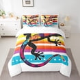 thumbnail image 2 of YST Ensemble Douillette 7 Pcs Gecko, Format Double, Lézard Arc-en-Ciel Reptile Animaux, Polyester, Lit en Sac, 2 of 5