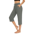 thumbnail image 2 of Plebaso Capri Pants for Women Drawstring Cropped Wide Leg Pants Lightweight Lounge Yoga Capris with Pockets, 2 of 7