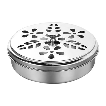 Iumwxz Classical Design Portable Mosquito Coil Holder Box Iron Case Holder With Lid home decor Silver Stainless steel up to 65% Off