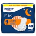 thumbnail image 1 of Equate Overnight Absorbency Maxi Pads with Flexi-Wings, Size 4, 48 Count, 1 of 8