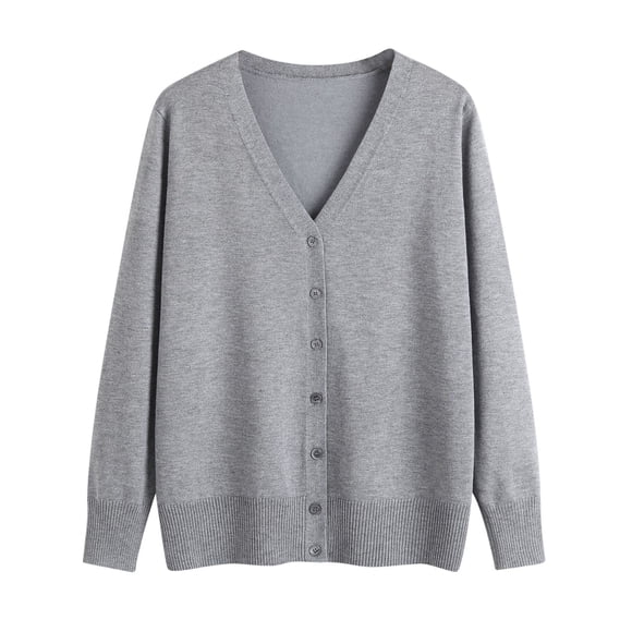 Aqestyerly Women's Oversize Cardigan,Spring Long Sleeve V-neck Knit Sweater for Plus Size Casual Outerwear HWRETIE
