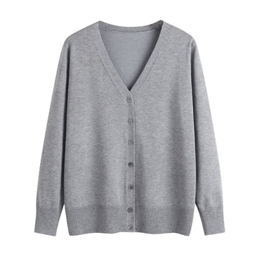 Aqestyerly Women's Oversize Cardigan,Spring Long Sleeve V-neck Knit Sweater for Plus Size Casual Outerwear HWRETIE