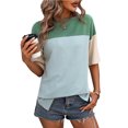 thumbnail image 1 of Soki Hauts pour Femmes Liquidation Décontracté Manches Courtes Couleur Unie Ourlet Fendu T-Shirt à Col Rond pour Dames, 1 of 1