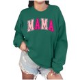 thumbnail image 1 of Culottes pour Femmes Chandail Maman Femmes Surdimensionné Paillettes Patch Maman Chandails à Col Rond Maman Imprimé Manches Longues Ample Mode Chandail TP Vert, 1 of 7