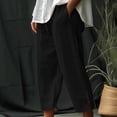 thumbnail image 2 of Timegard Womens Cotton Linen Pants Elastic Waisted Drawstring Capri Pants Casual Loose Trousers with Pockets, 2 of 6